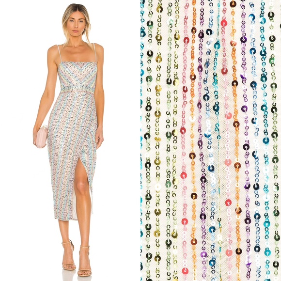 NEW Saylor Indiana Dress Rainbow Sequin Stripe Medium - Picture 1 of 13